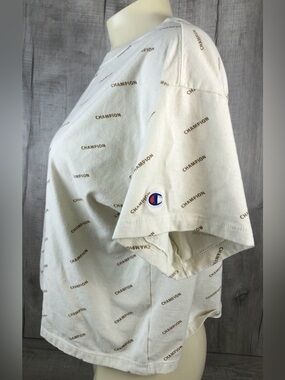 Champion Crop Cream Womens Shirt All Over Print Athletic Wear - Size XXL